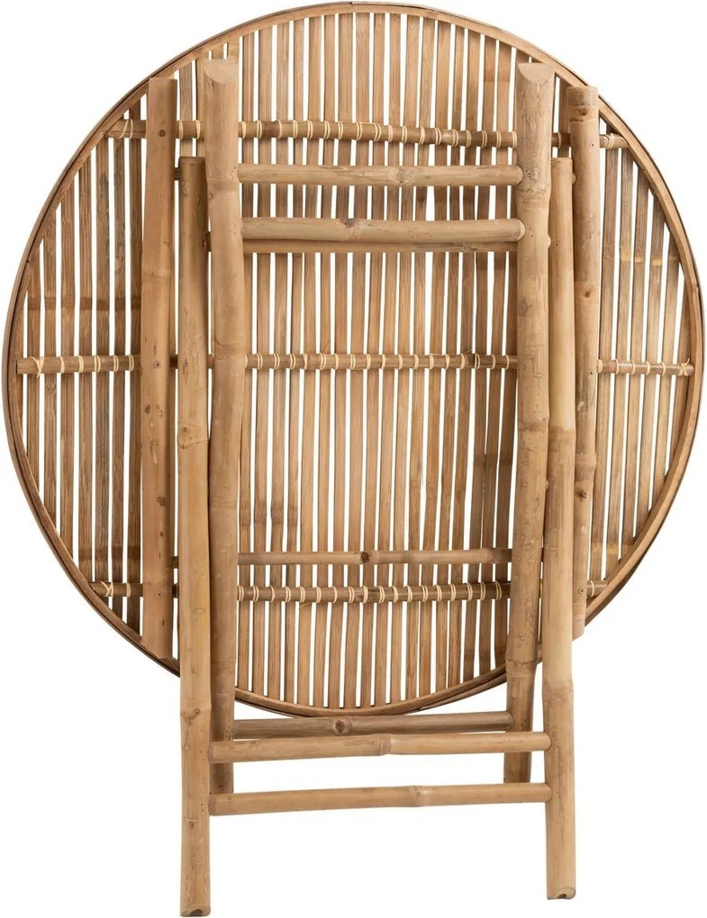 Prírodný bambusový kulatý skládací odkladací stolík Bamboo Pliable - Ø 90*76cm