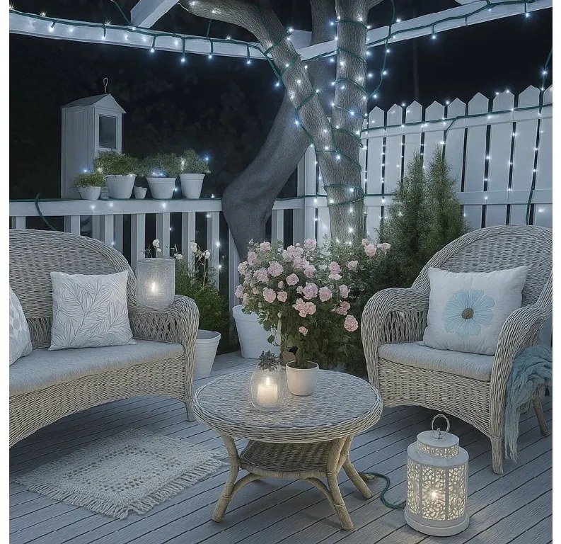 Vianočné svetielka vonkajšie FLASH studená biela 100 LED