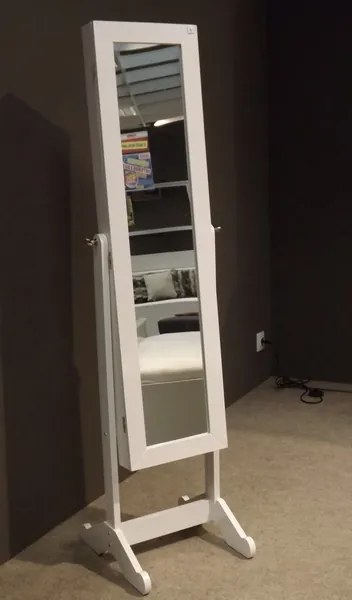 Zrkadlo s úložným priestorom biely lesk