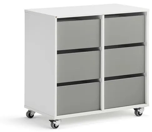 Študentská úložná skrinka CASPER, 6 zásuviek, biela, šedá