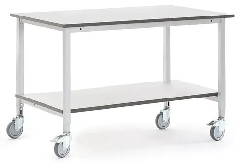 Mobilný dielenský stôl MOTION, nastaviteľný, so spodnou policou, 1200x800mm