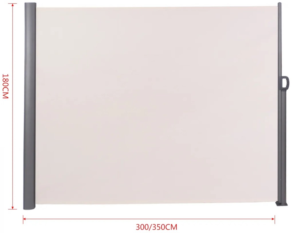 Bočná markíza Lovington - 180 x 350 cm, hliník - Krémová
