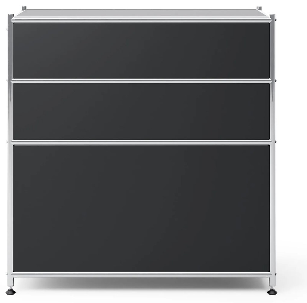 Kovová komoda »CN3« s 3 zásuvkami, čierna