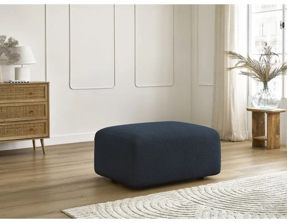 Tmavomodrá podnožka z textílie bouclé Tina – Bobochic Paris