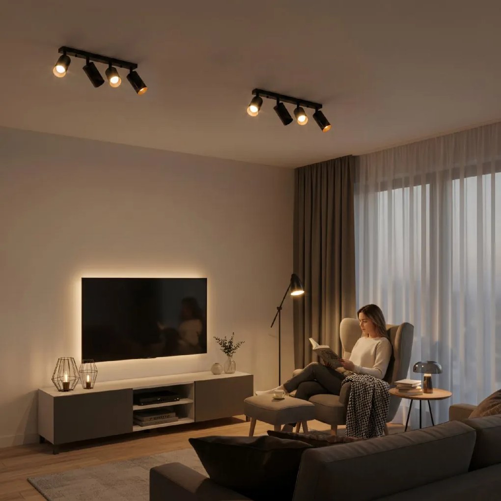 Toolight Toolight, stropné reflektorové svietidlo 4xGU10 60W APP940-4C, čierna, OSW-03858