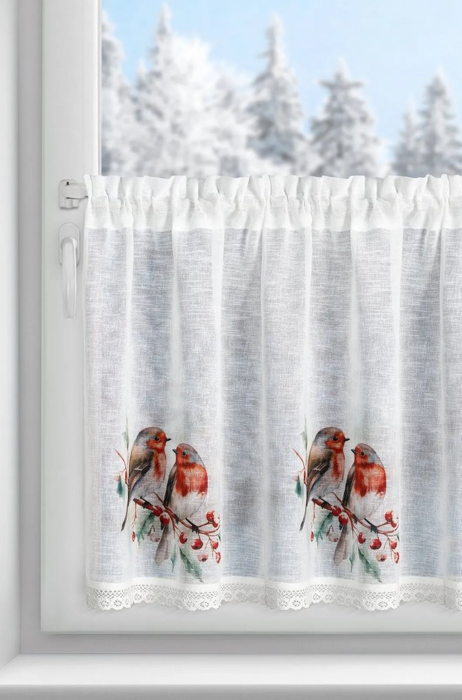 KRÁTKA VIANOČNÁ ZÁCLONA NA PÁSKE XMAS10 150X60 CM VZOROVANÁ