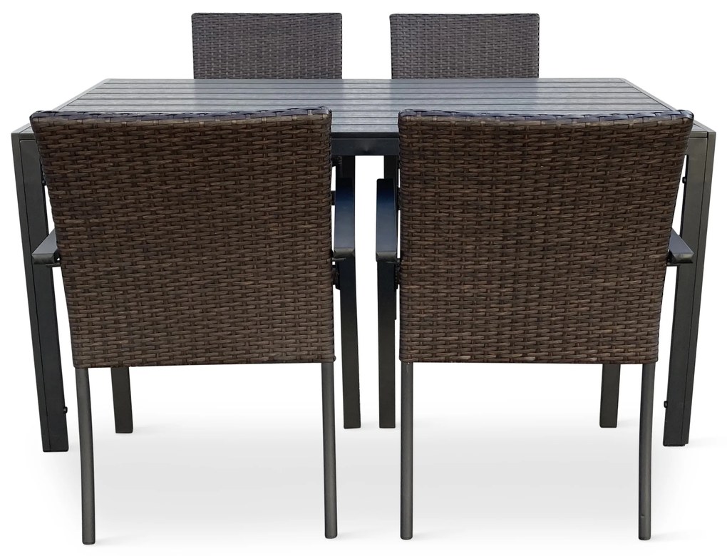 Záhradný jedálenský set Viking L + 4x ratanová stolička Wicker Pat
