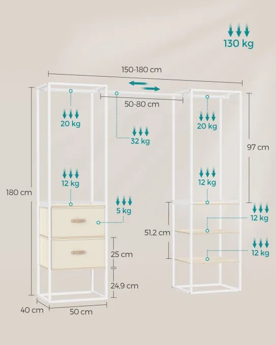 Otvorená šatníková skriňa RGR003W67
