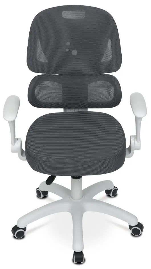 Detská pracovná stolička NANDU — sieť / látka, tmavo sivá