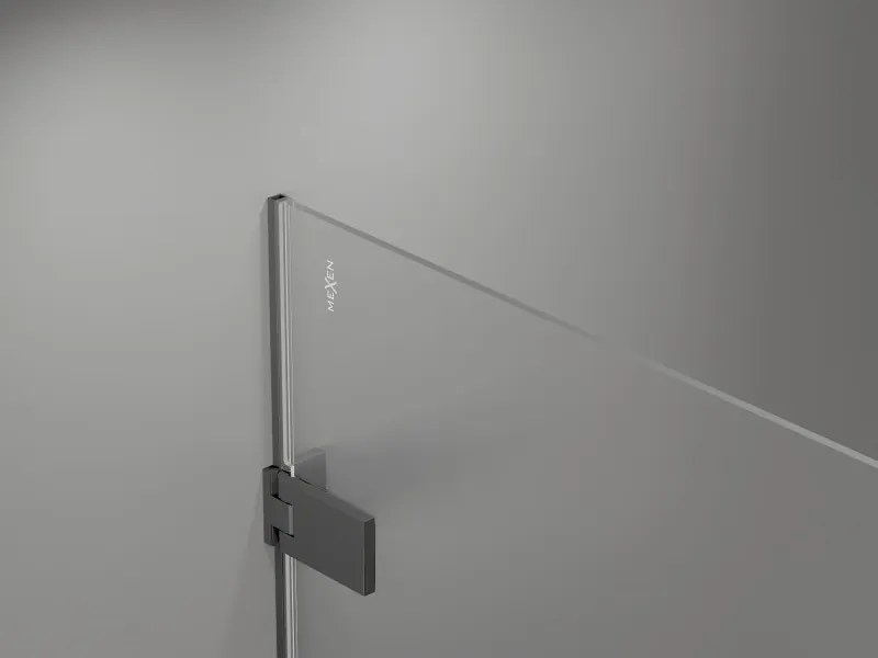 Mexen Lunar-F, 1-krídlový sprchový kút so skladacími dverami, ľavý, 80 x 70 cm, 8mm číre sklo, grafitový profil, 836-080-070-95-00-L
