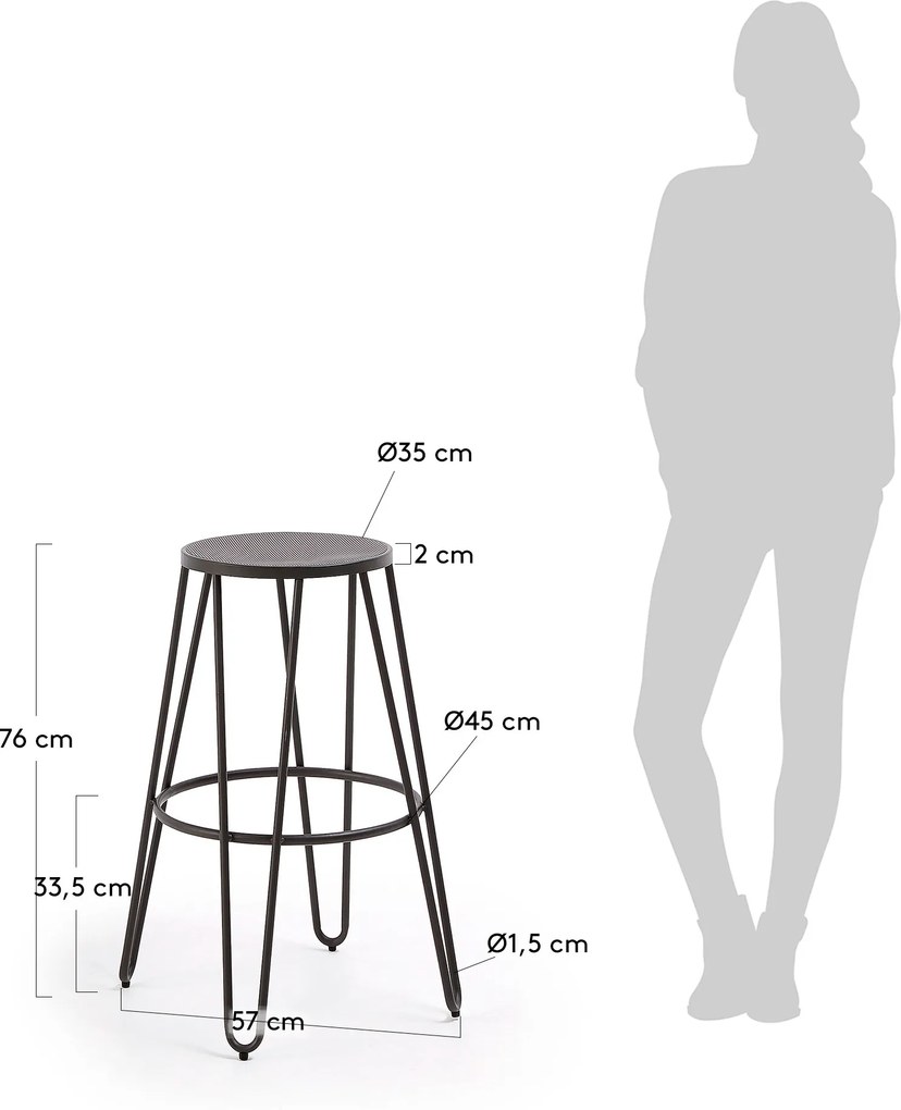 LA FORMA Tmavošedá barová stolička Mallone 76 × 45 × 45 cm