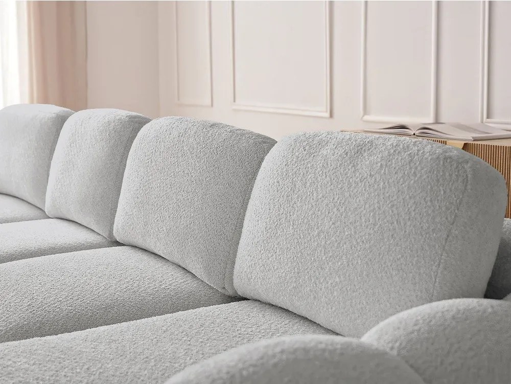 Svetlosivá rozkladacia/s úložným priestorom rohová pohovka z textílie buklé (pravý roh/s leňoškou) Montaigne – Bobochic Paris