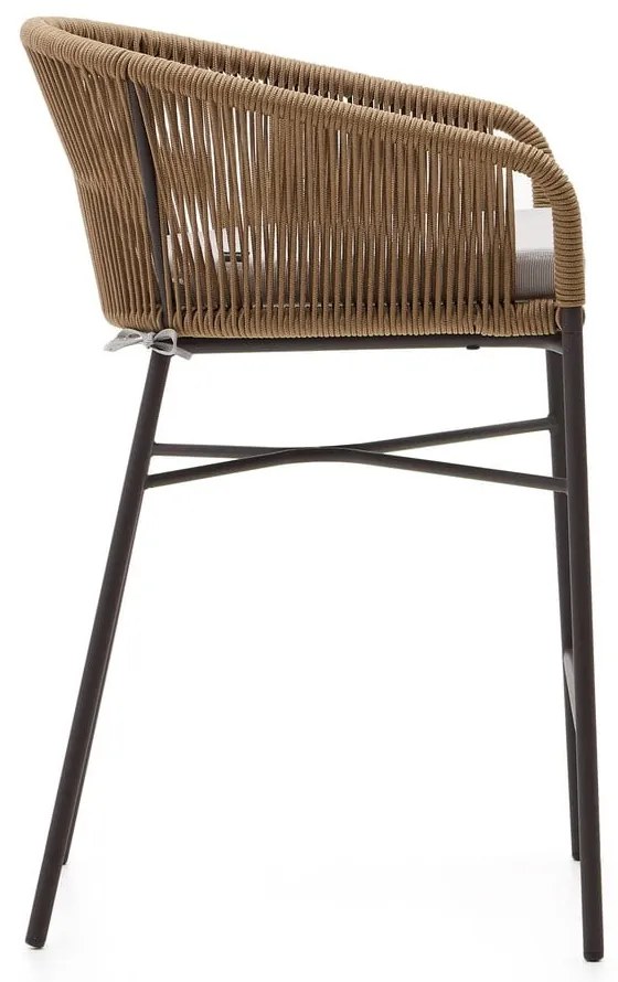 Béžová kovová/polstrovaná záhradná barová stolička Yanet – Kave Home