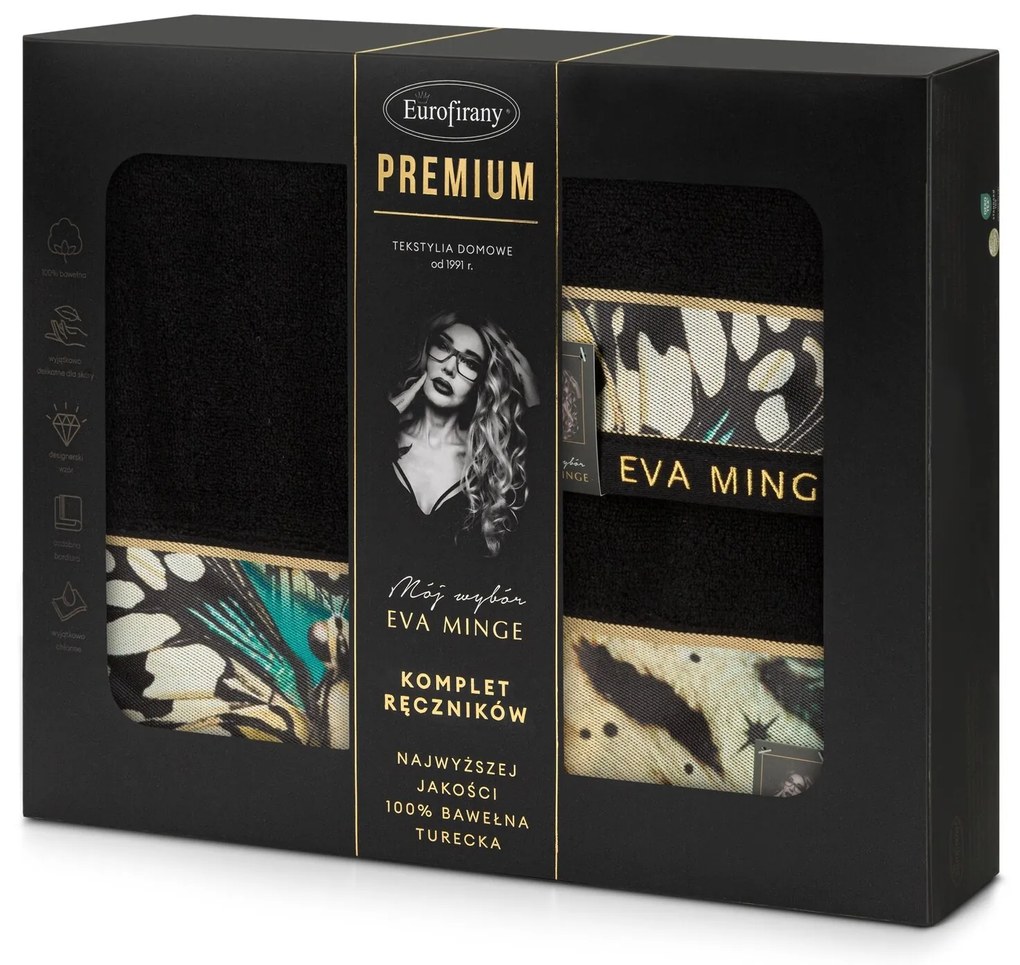 FROTÉ UTERÁK EVA MINGE15 SADA 1KS 30X50 CM, 1KS 50X90 CM, 1KS 70X140 CM ČIERNA