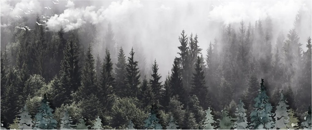 Obraz - Les s ilustrovanými prvkami (120x50 cm)