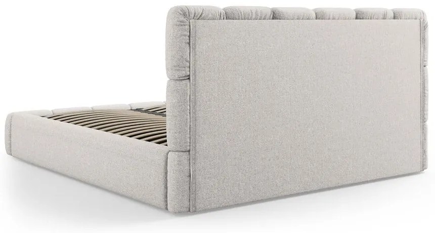 Svetlosivá čalúnená dvojlôžková posteľ s úložným priestorom s roštom 140x200 cm Bellis – Micadoni Home