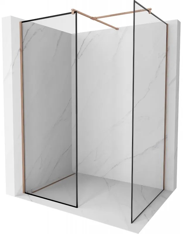 Mexen Kioto sprchová stena Walk-in 110 x 70 cm, čierny vzor, ružové zlato - 800-110-202-60-70-070