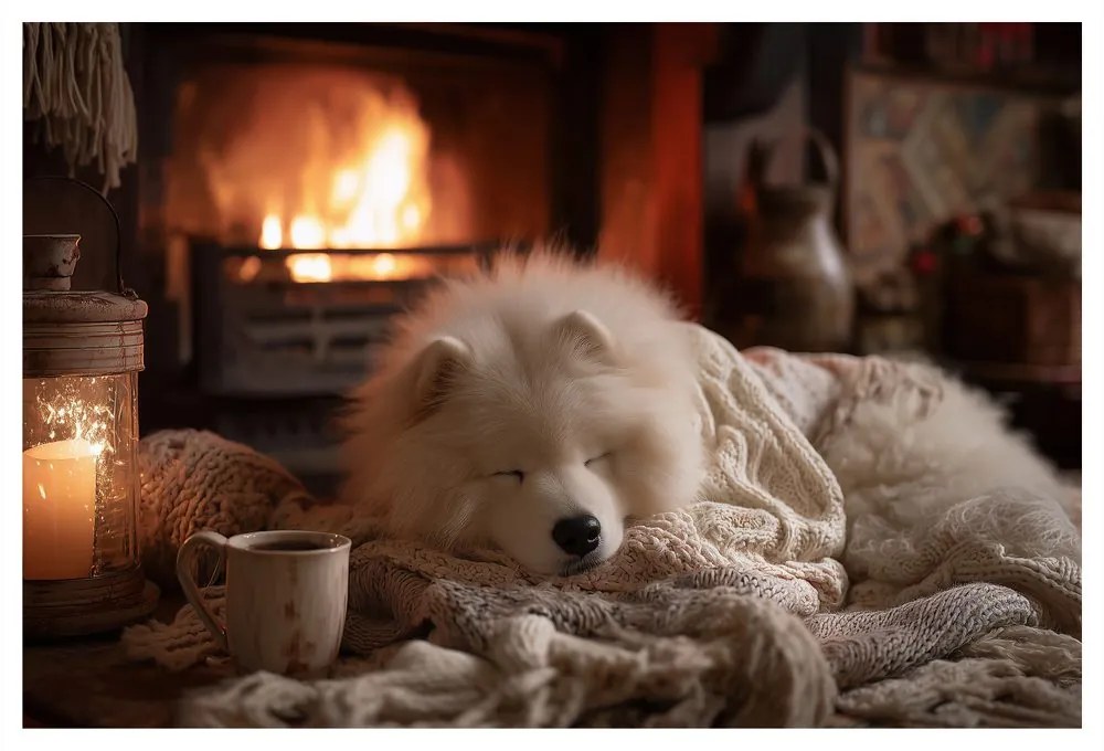 Obraz vianočná pohoda pri krbe