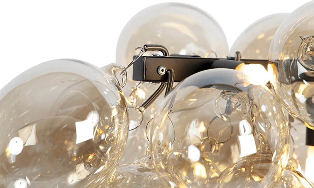 Inteligentné závesné svietidlo čierne s jantárovým sklom vrátane 8 Wi-Fi G9 - Uvas