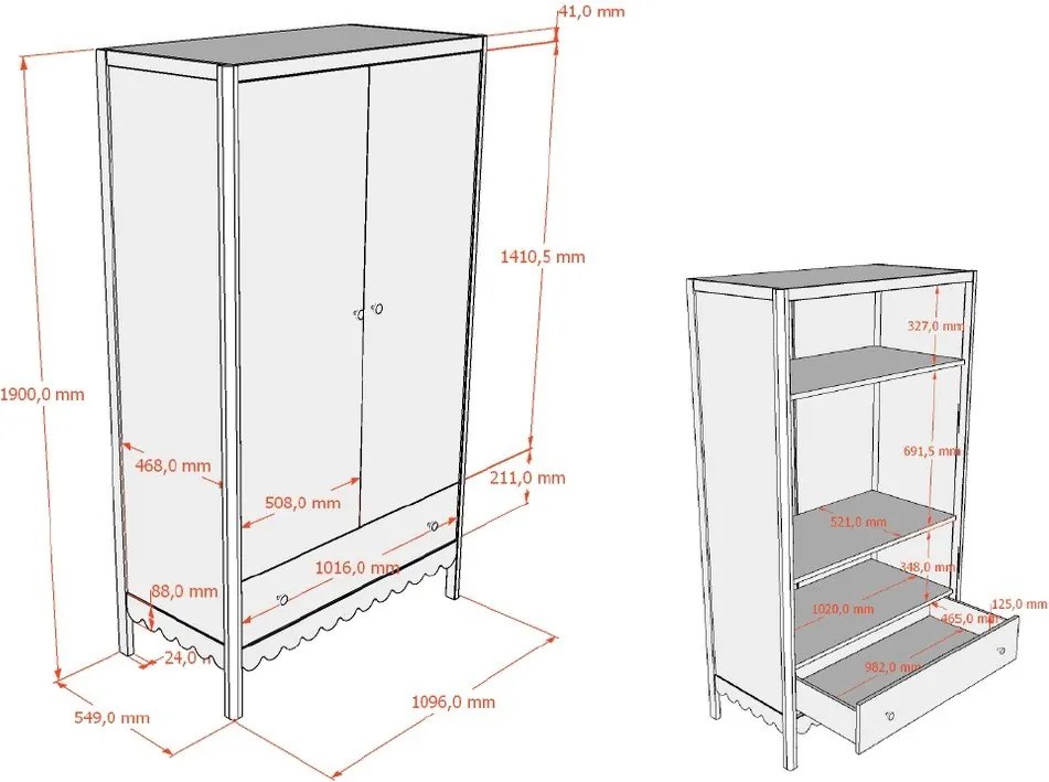 Béžová detská šatníková skriňa 110x190x55 cm Swingo – Vipack