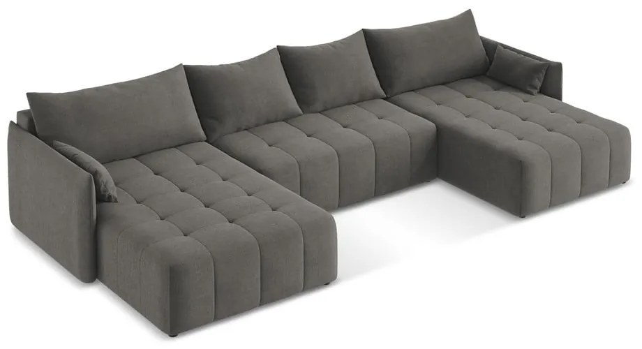 Tmavosivá rozkladacia/s úložným priestorom rohová pohovka (do tvaru "U") Moku – Makamii