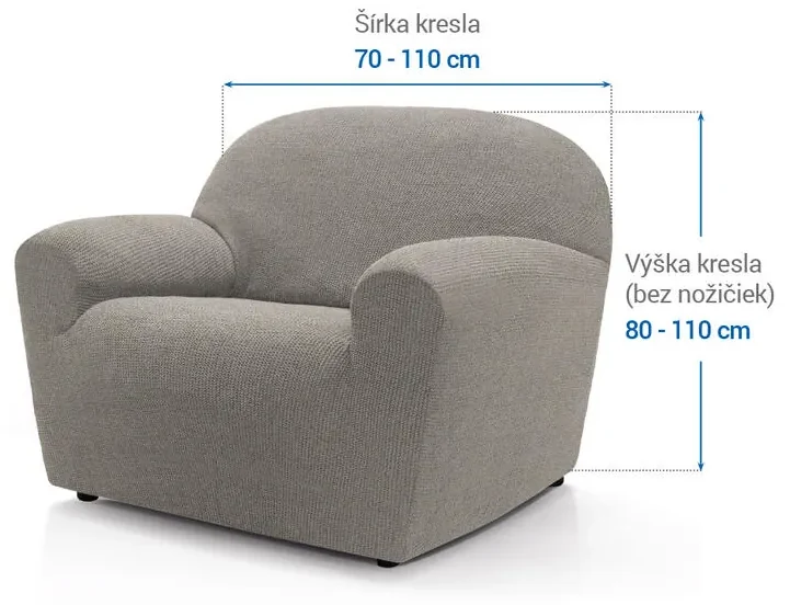 Super strečové poťahy HARMONIA svetlošedá kreslo (š. 70 - 110 cm)