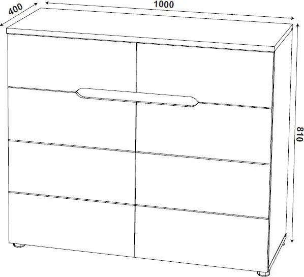 Komoda so zásuvkami Cano, 100 cm, šedá/dub artisan