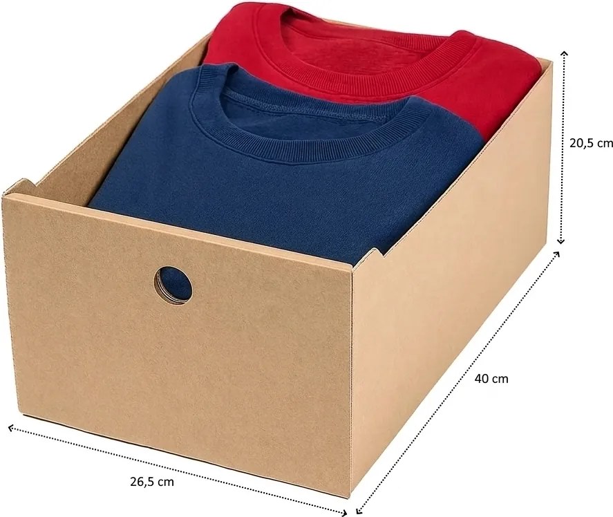 KARTON PAK Úložné boxy na oblečenie, organizéry do skrine EKO KARTON 27x40x21 - zásuvka