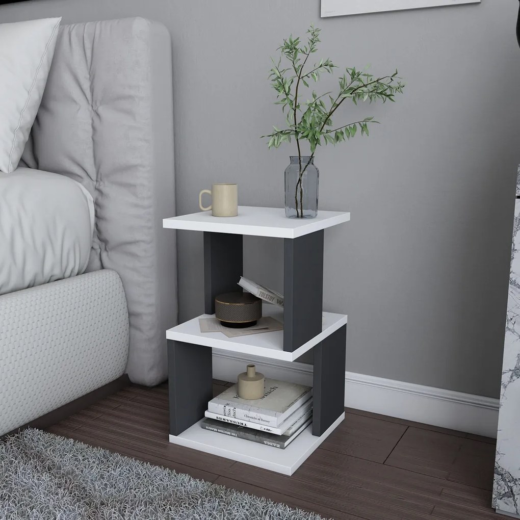 Nočný stolík Carter White Anthracite