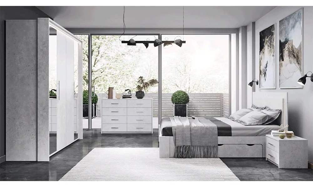 Manželská posteľ s úložným priestorom Alden 160x200 cm - sivý betón