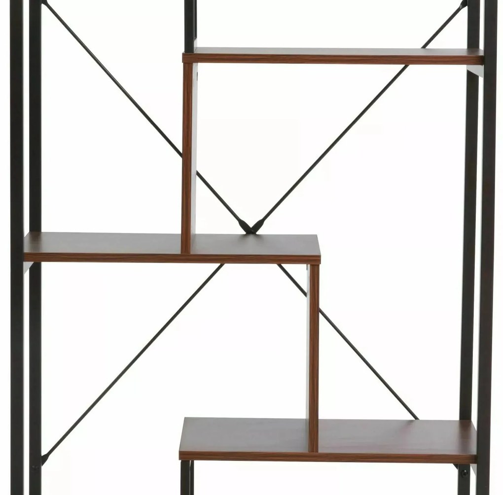 Regál Net B 75 cm ořech tmavý/černý