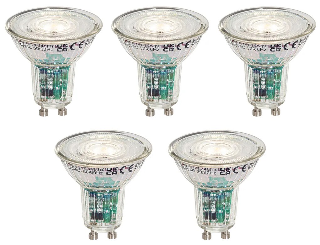 Sada 5 inteligentných GU10 50mm LED žiaroviek čírych 4,7W 345 lm 2200-4000K