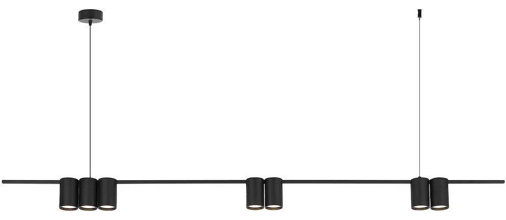 Závesné svietidlo Genesis, 7x čierne kovové tienidlo