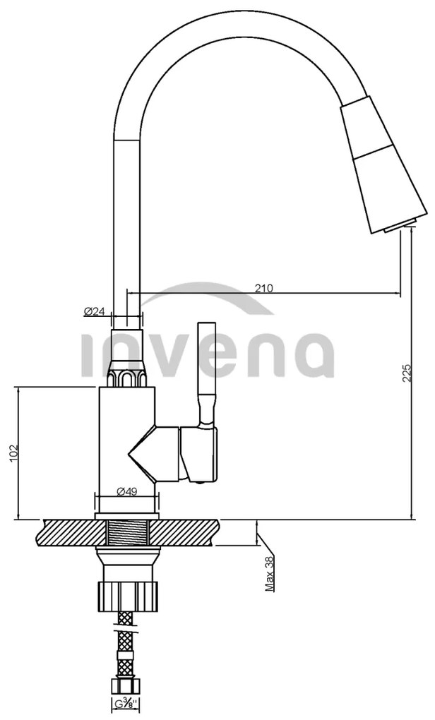 Invena Hula, vysoká drezová batéria 2-funkčná, čierna, INV-BZ-85-P04-L