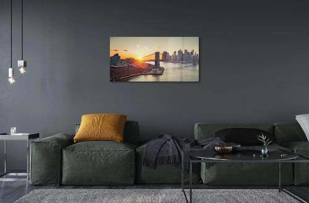 Sklenený obraz Bridge river svitania 140x70 cm
