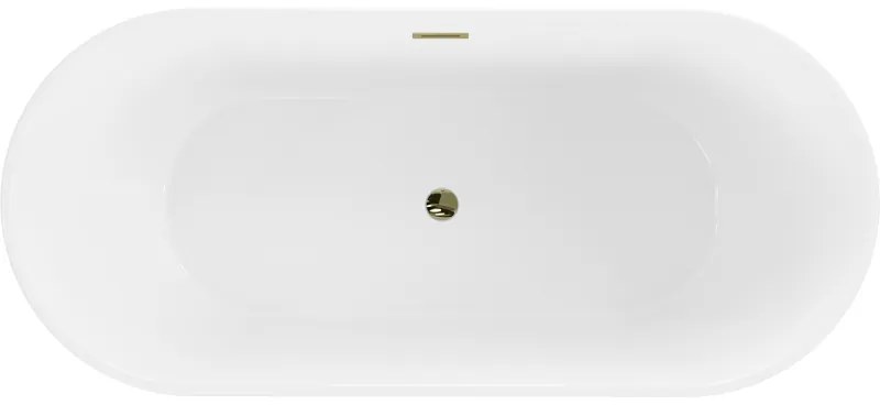 Mexen Flavia, voľne stojaca vaňa 170 x 75 cm, biela, zlatý lesklý prepad, 54031708000-50