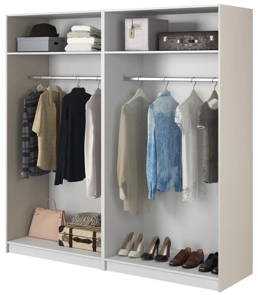 Šatníková skriňa Moonie IV (sivobéžová + biela). Akcia -18%. Vlastná spoľahlivá doprava až k Vám domov. 1099618