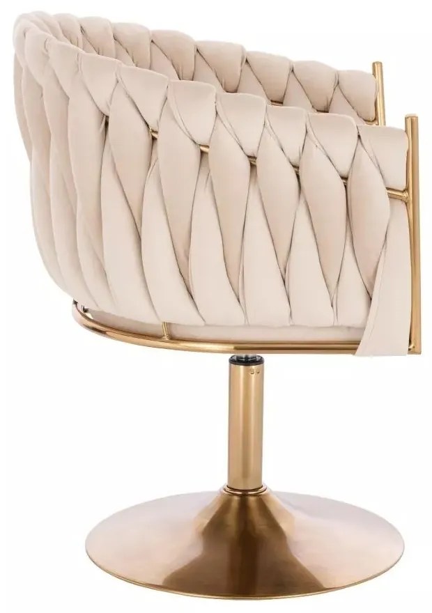 LuxuryForm DESIGN Kreslo NORDEN VELUR na zlatom tanieri - krémové