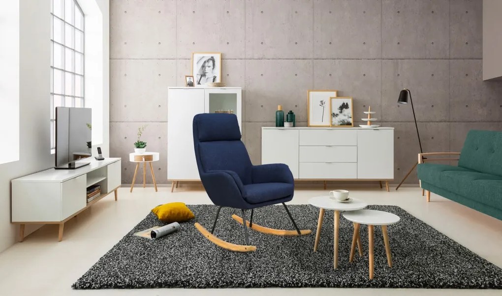 Hojdacie kreslo Lindberg, námornická modrá látka