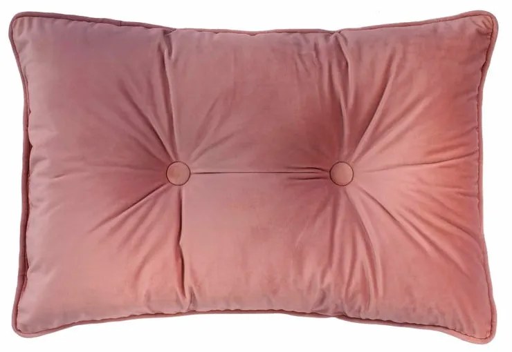 Ružový vankúš Tiseco Home Studio Velvet Button, 40 x 60 cm