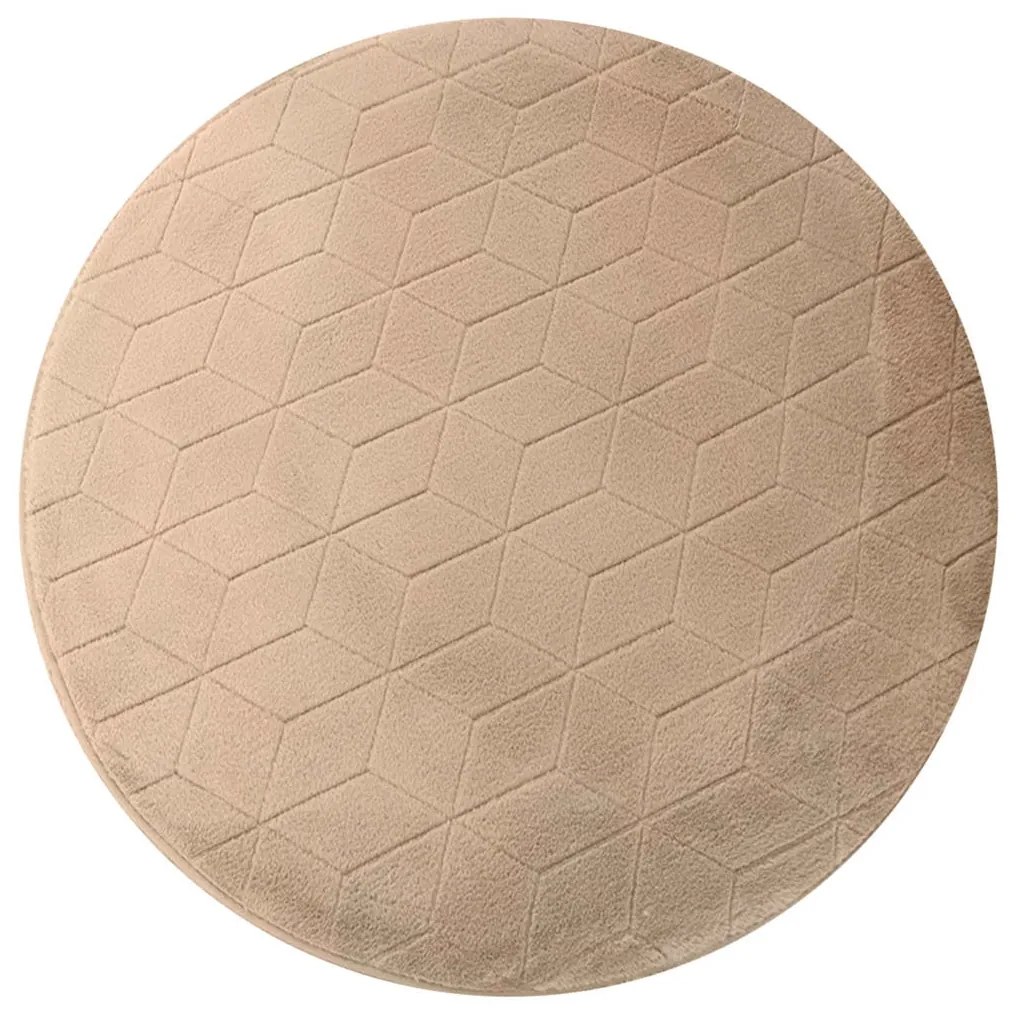 TZ Béžový okrúhly koberec 3D Rabbit Rozmer: 120