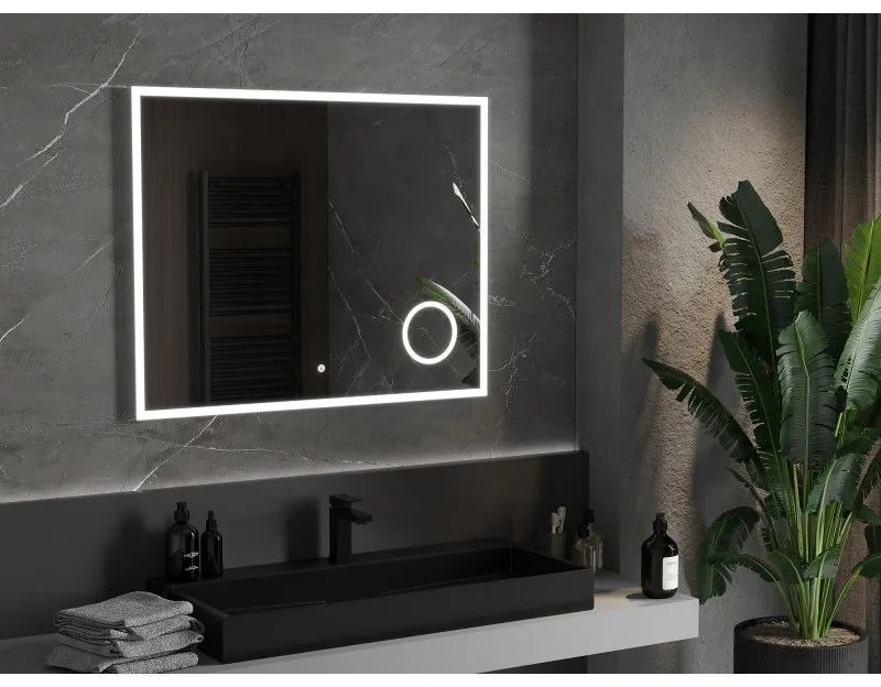 Mexen Kala, LED kúpeľňové zrkadlo s podsvietením a kozmetickým zrkadlom 100 x 80 cm, 6000K, ochrana proti zahmlievaniu, 9820-100-080-611-00