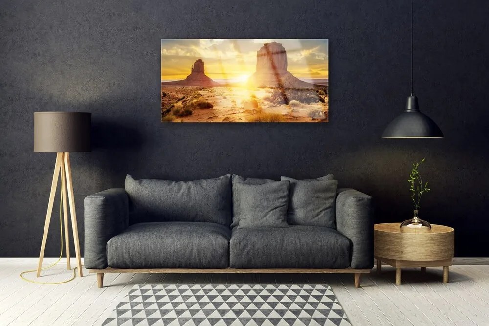 Obraz na skle Púšť slnko krajina 120x60 cm