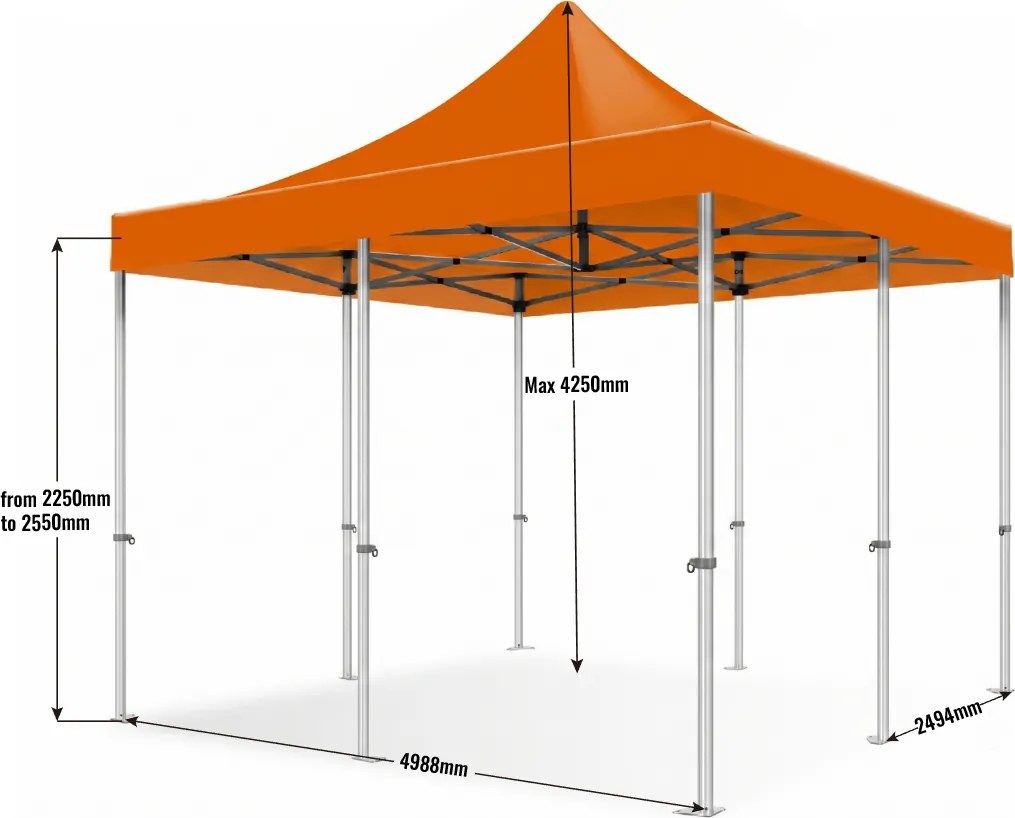 Rozkladací stan 5x5m - hliníkový hexagon profi, Biela