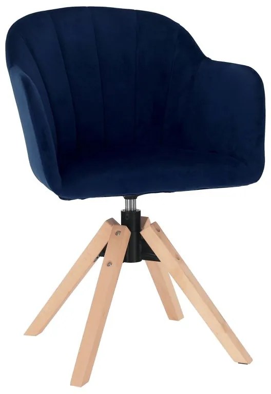 Moderné otočné kreslo čalúnené tmavomodrou Velvet látkou
