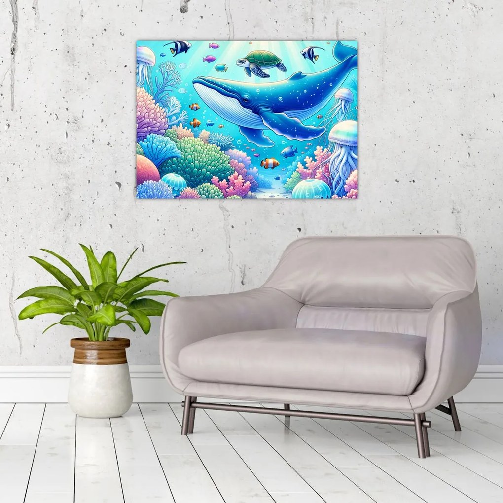 Sklenený obraz – Podvodný svet (70x50 cm)