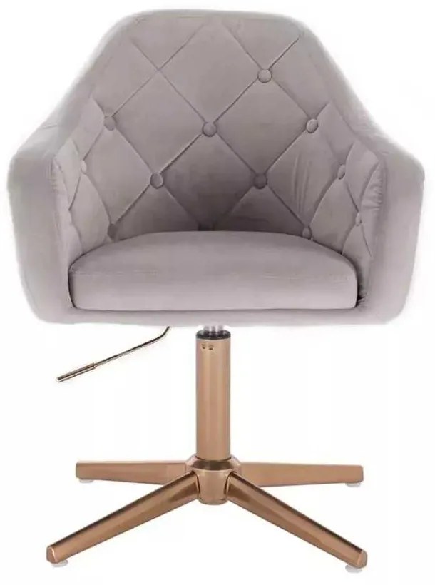 LuxuryForm DESIGN Kreslo ANDORA VELUR na zlatom kríži - svetlo šedé