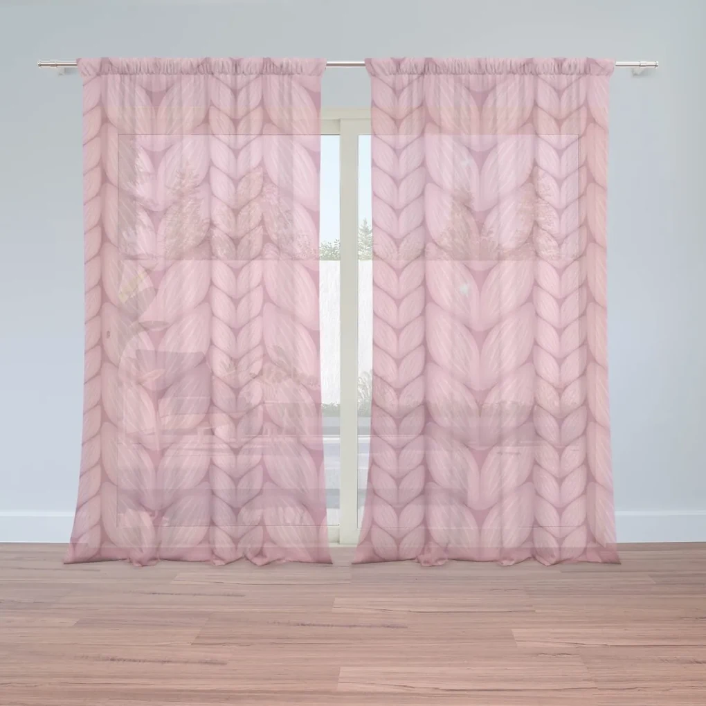 Sablio Záclony Striedajúce ružové pletenie: 2ks 150x250cm