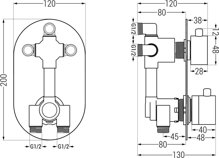 Mexen Kai DR70 sada na vaňu a sprchu pod omietku so sprchou 25 cm, chróm - 77602DR70251-00