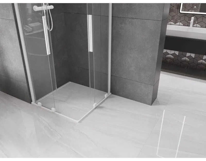 Mexen Velar Duo, sprchový kút s posuvnými dverami 100(dvere) x 100(dvere) cm, 8mm číre sklo, biela, 871-100-100-02-20